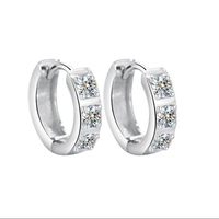 925 argent Sterling plaqué or blanc 0.1CT 3MM coupe ronde D couleur Moissanite diamant mariage cerceau boucle d'oreille femmes bijoux fins