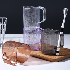 ถ้วยน้ำยาบ้วนปากแบบใสพร้อมที่วางแปรงสีฟัน ถ้วยพลาสติกหนาสำหรับห้องน้ำ สำหรับคู่รัก ใช้ได้สองแบบ ดีไซน์สีพื้น - Product Image 1