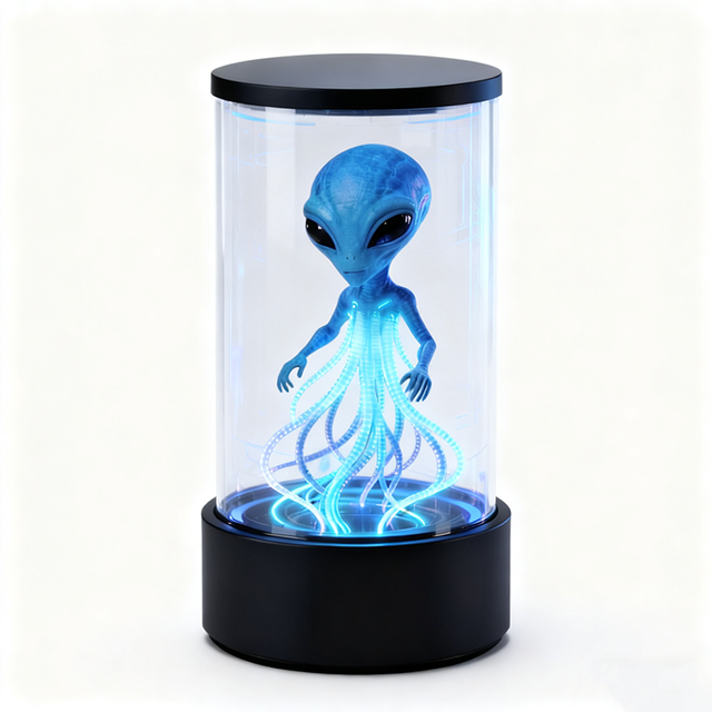 Mini 6" Inch Holographic 3D Interactive Cylinder Transparent Showcase with AI Outdoor Use OEM Supplier for Restaurant Hotel Use