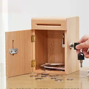 Children's Lock Rectangle Wholesale Exquisite Wooden Money Box