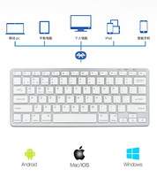 Clavier à dents bleues ultra-mince Clavier léger sans fil pour Windows/PC/téléphone