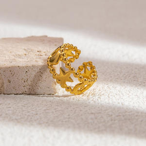Anillo de Estrella de Cinco Puntas, Diseño Abierto Dorado, Joyería de Moda para Mujer, Regalo, Origen Yiwu JZ21174 - Product Image 3