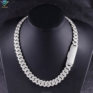 Hip hop 15mm 3rows cuban <b>chain</b> VVS moissanite diamond Gold plated 925 sterling sliver GRA certificate Pass diamond tester Unisex - Product Image 3