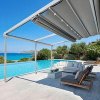Pergola rétractable moderne avec toit en PVC, structure en aluminium, abri d'ombrage extérieur pour jardin