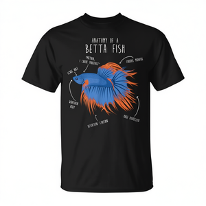T-shirt sur l'anatomie du poisson Betta pour les amoureux des animaux d'aquarium, taille moyenne - Product Image 2