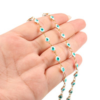 Cadena de eslabones de acero inoxidable con baño de oro PVD de 18K, diseño de ojo turco, cadena de cable de pez para pulseras, collares y accesorios de joyería DIY al por mayor