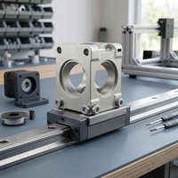 Boîtier de roulement en aluminium usiné CNC de précision, sablé, avec support à bride pour mouvements linéaires en robotique
