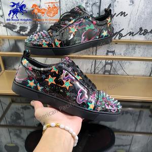 Chaussures de sport rétro élégantes pour hommes avec semelles rouges, doublure en coton doux, clous, printemps, été, automne, hiver, evergreen, Louboutins - Product Image 4