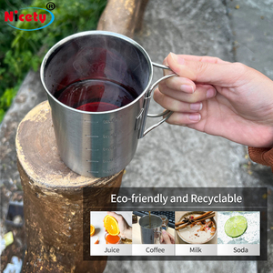 Taza de Camping de Acero Inoxidable de 350ml/500ml con Asa Plegable y Tapa, Taza Portátil para Excursionismo - Product Image 6