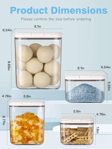 4pcs Multi Plastic Pantry Cereal <b>Sealed</b> Airtight Pet Food Grain Nut Storage Jars Container Box Bin Set <b>for</b> Kitchen with Flip Lid - Product Image 2