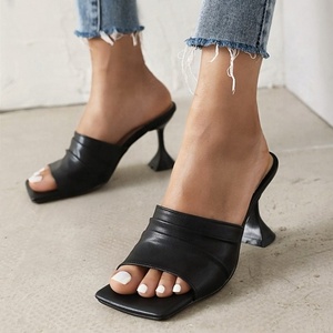 Chaussons à talons pour femme de haute qualité, bout carré, grandes tailles, tendance estivale, personnalisation disponible - Product Image 5