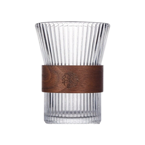 Taza de café de vidrio con diseño vertical de grano de madera, estilo moderno, para oficina, té y zumo, con aislamiento térmico. - Product Image 1