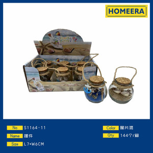 Scatola all'ingrosso di 6 pezzi bottiglie di vetro decorativo con conchiglie e resina colori misti per scopi decorativi - Product Image 1