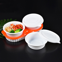 Ensemble de 3 boîtes à lunch jetables en PP Minxing avec un bol rond de forme unique pour pizza, nouilles, chips