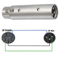 Convertisseur XLR 3 broches vers DMX 5 broches avec boîtier métallique, adaptateur audio-éclairage, connecteur mâle 3 broches vers femelle 5 broches pour éclairage de scène et de théâtre