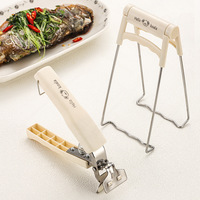 Pince à assiette en acier inoxydable pour cuisine domestique, antidérapante, pour assiettes, bols, plats, aliments à la vapeur, soupes, résistante à la chaleur