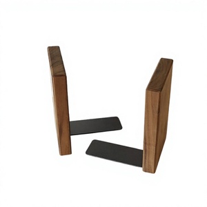 Juego de 2 sujetalibros de madera y metal hechos a mano, con forma y tamaño personalizados, del mejor exportador de la India. - Product Image 1