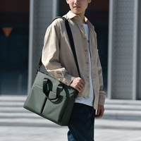 Sac pour ordinateur portable multifonctionnel en cuir PU de 15 pouces, imperméable, sac à main pour homme, sac de voyage d'affaires, sac à bandoulière pour ordinateur