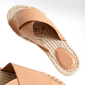 Sandalias planas de lujo para mujer, alpargatas con tiras cruzadas de <span class=keywords><strong>cuero</strong></span>, diseño superior, sin cordones, Punta abierta, logotipo personalizado - Product Image 5