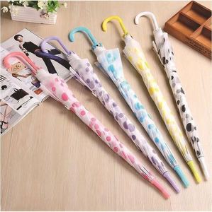Parapluie droit transparent à pois en POE, poignée colorée en J, coupe-vent double usage soleil et pluie, parasol transparent – Vente chaude - Product Image 2