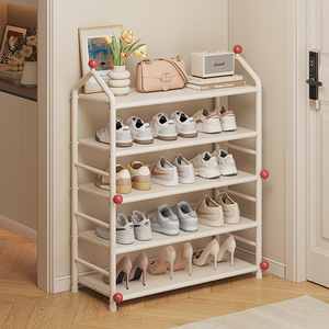 Shoe Rack 5 Tier Cream Colored Standing Portable <b>Storage</b> For Bedroom Living Room - Product Image 2
