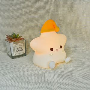 โคมไฟตกแต่งห้องนอนบ้านที่มีสีสันน่ารักไม่ซ้ำใครพร้อมเซนเซอร์แบบแตะไฟ LED ซิลิโคนสำหรับคืนดาว - Product Image 2