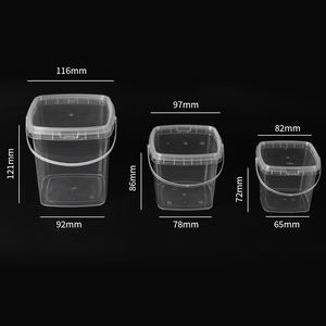 Recipiente Quadrado para Armazenamento de Alimentos, Container de Suco de Fruta Portátil, Copos de Plástico PP Transparente com Tampa e Alça - Product Image 2