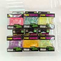 Ours en caoutchouc souple anti-stress en forme de cube de glace avec poudre dorée et maltose, à rebond lent, vente en gros usine