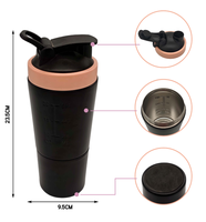 Bouteille shaker à protéines en acier inoxydable 750 ml, isotherme et anti-fuite, pour la salle de sport, le fitness, les adultes