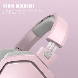 NUBWO G06 Auriculares inalámbricos duales para juegos con micrófono, auriculares ligeros en la oreja rosa con batería de 100 horas - Product Image 5