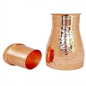 Bouteille d'eau en cuivre pur de haute qualité, carafe, bouteille en cuivre de qualité supérieure, vente en gros, avec bienfaits pour la santé ayurvédique - Product Image 1