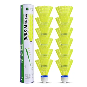 Popular factory wholesale high quality 12pcs/tube white yellow nylon cork amateur shuttlecock badminton