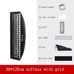30*120cm tira <span class=keywords><strong>foto</strong></span> estudio colmena panal rejilla Softbox fotografía estroboscópica Video Flash Softbox Bowens con envío rápido - Product Image 2