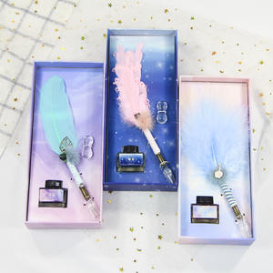 Stylo plume en cristal trempé dans l'eau, stylo simple multicolores pour étudiants, stylo à ligne croisée, stylo de calligraphie - Product Image 1