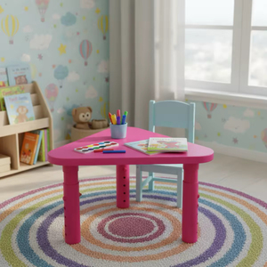 Triangle Kids Plastic Table and <b>Chairs</b> Set Toddler Home Furniture Lightweight Durable Playroom <b>Study</b> Dining - Product Image 3