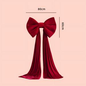 فيونكة حمراء عملاقة من المخمل للكريسماس بالجملة لتزيين مراكز التسوق وخلفيات حفلات الزفاف والفعاليات الخارجية وديكورات الكريسماس - Product Image 3