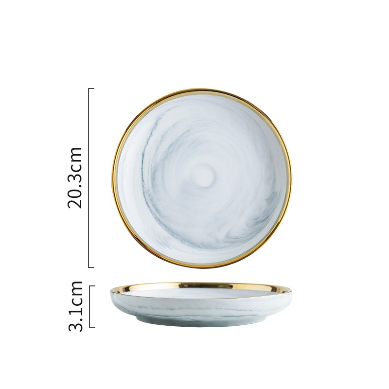 Plat peu profond gris de 8 pouces
