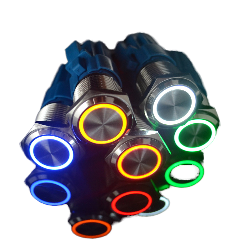 LANBOO19E 19mm Momentary Push Button Switch 16A 1NO Waterproof Industrial Automation Control Brass Material IP67 Level Max 220V