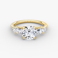 Bague de fiançailles classique en or massif 18 carats plaqué rhodium avec 5 pierres latérales en diamant de laboratoire taille baguette de 2 carats, certifiée IGI