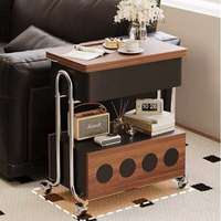 Table basse multifonctionnelle moderne en bois avec roulettes, plateau inclinable, rangement, meuble de salon mobile