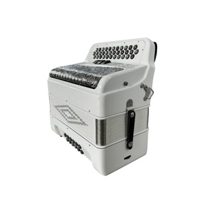JB3412C strumento musicale a fisarmonica 34 pulsanti 12 bassi 3 registri bianco brillante con tasti Grill argento conformazione diatonica - Product Image 5