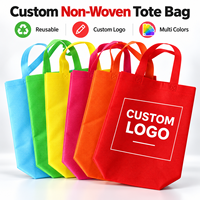 Sac fourre-tout non tissé épaissi avec logo personnalisé imprimé, sac de courses réutilisable, sac à emporter non tissé à soufflets, vente en gros