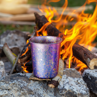 Gobelet de camping quotidien en titane pur de qualité supérieure, antibactérien, résistant à la corrosion, 370 ml, couleurs personnalisées teintées à la chaleur