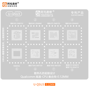 Pochoir de reballing BGA pour CPU RAM U-QSU3/QU5 pour SDM670, SDM710/845/MSM8917/SM6150, <span class=keywords><strong>SM8150</strong></span> - Product Image 2