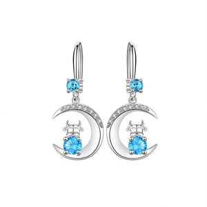 Orecchini Pendenti E1200 Moon Drop in Argento 925 con Cristalli e Strass, Eleganti per Uso Quotidiano Femminile, Montatura a Griffe con Diamante Bianco - Product Image 1