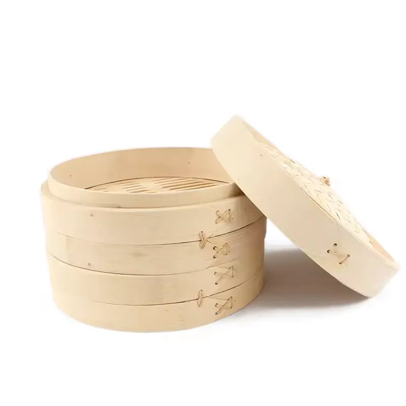 Conjunto de mini cesta de vapor de bambu para casa premium, estilo clássico e ecológico com logotipo personalizado impresso, comida tradicional tradicional premium