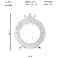 Cadre photo bébé couronne de princesse en alliage de zinc 4x6 rond émaillé, décoration de chambre d'enfant, cadeau en métal pour enfants, personnalisé OEM LASODY