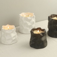 Nouveau Pot à Bougie en Céramique Créatif Gaufré Plissé, Forme d'Origami Irrégulière, pour le Remplissage de Cire, Fabriqué en Chine