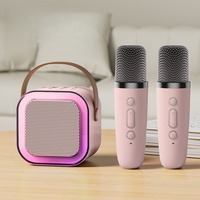 Haut-parleur portable sans fil mini K12 RVB LED avec fonction karaoké, double microphone, 5W, 800mAh, jouet pour enfants - Grande Vente