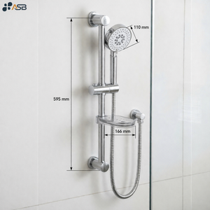 <span class=keywords><strong>Douche</strong></span> murale réglable sur <span class=keywords><strong>rail</strong></span> coulissant avec plusieurs fonctions <span class=keywords><strong>de</strong></span> pulvérisation, avec porte-savon en plastique, certifié en laiton - Product Image 5
